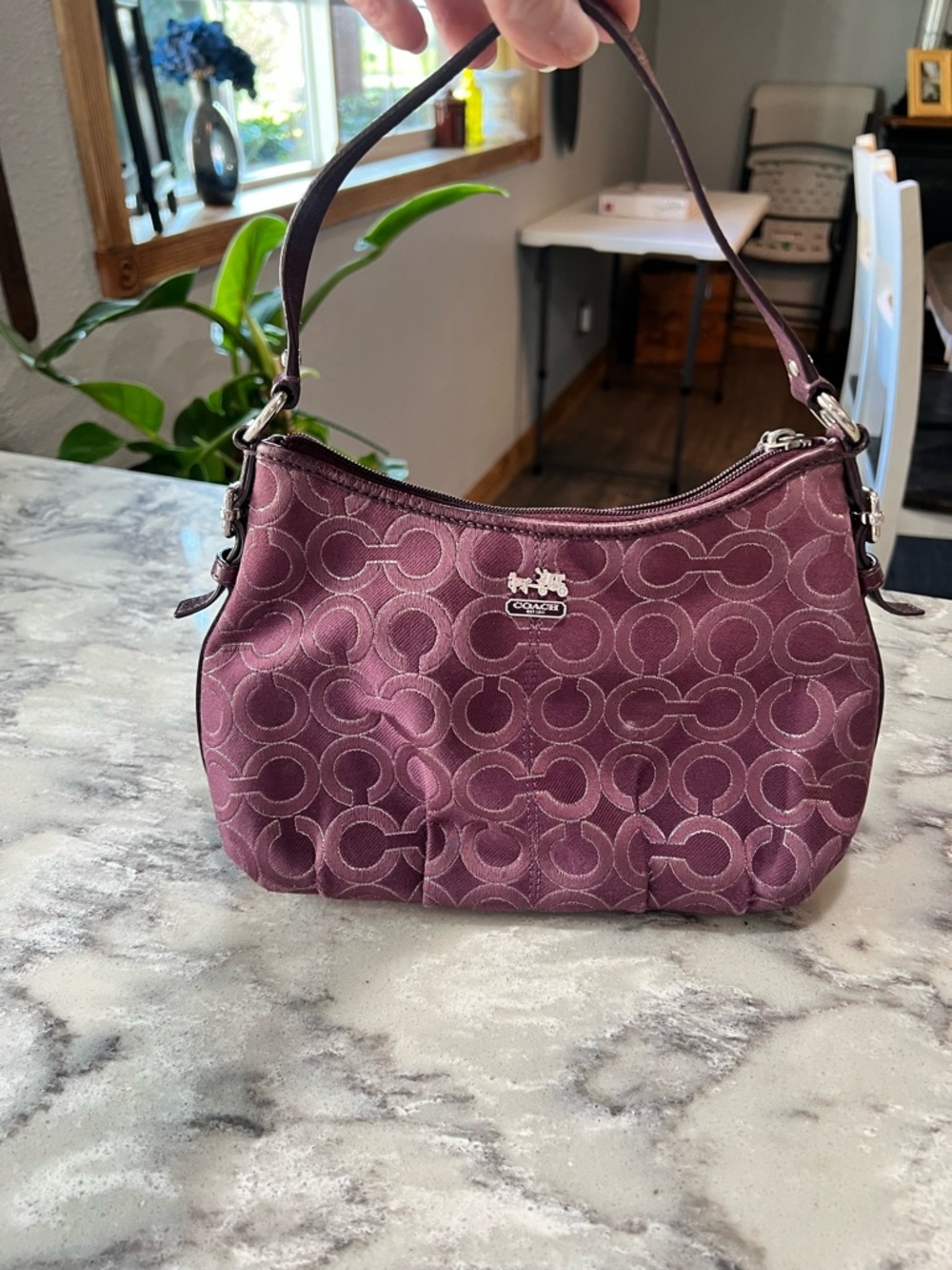 Coach Plum Logo-Print Shoulder Bag